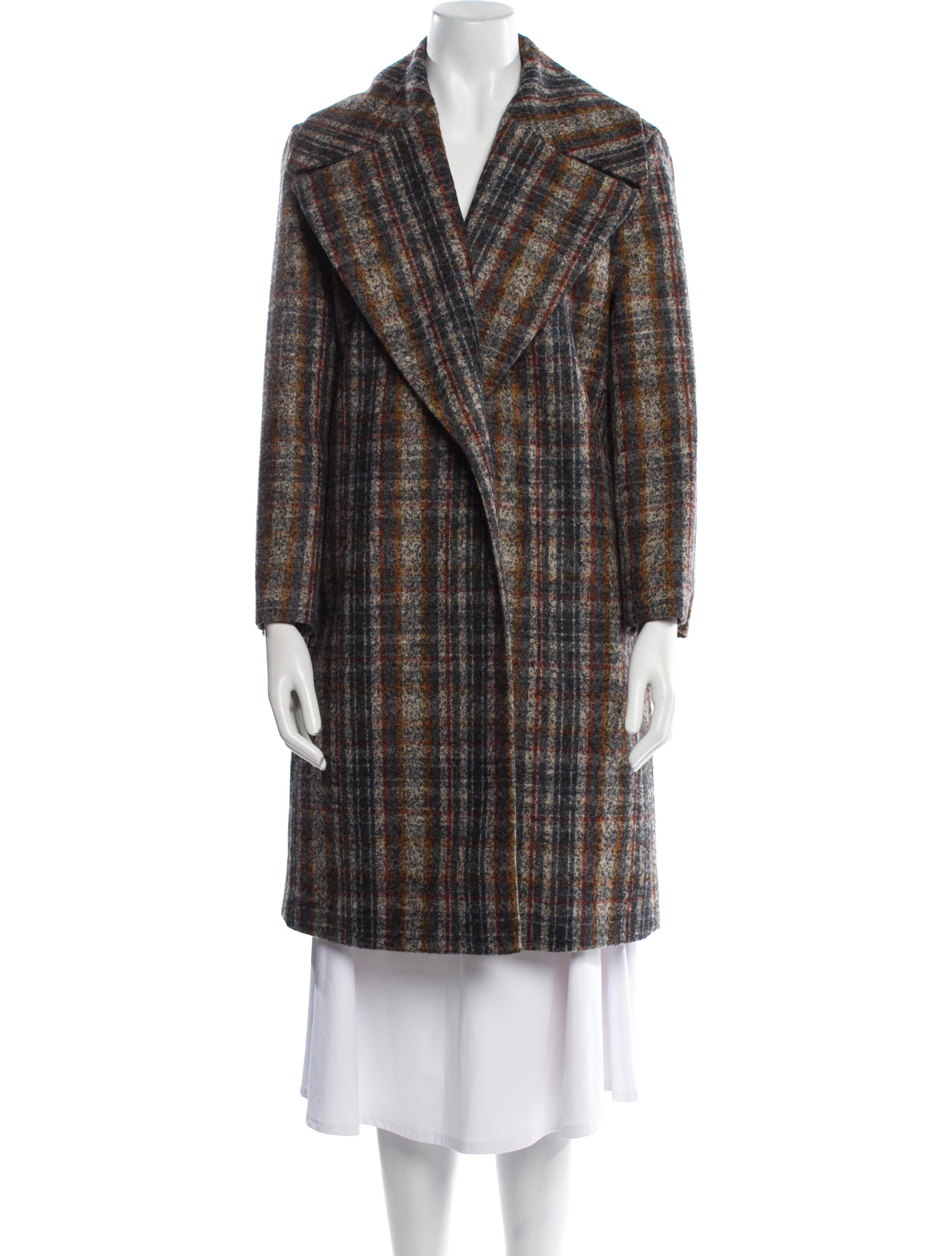 Lafayette 148 Wool Plaid Print Coat