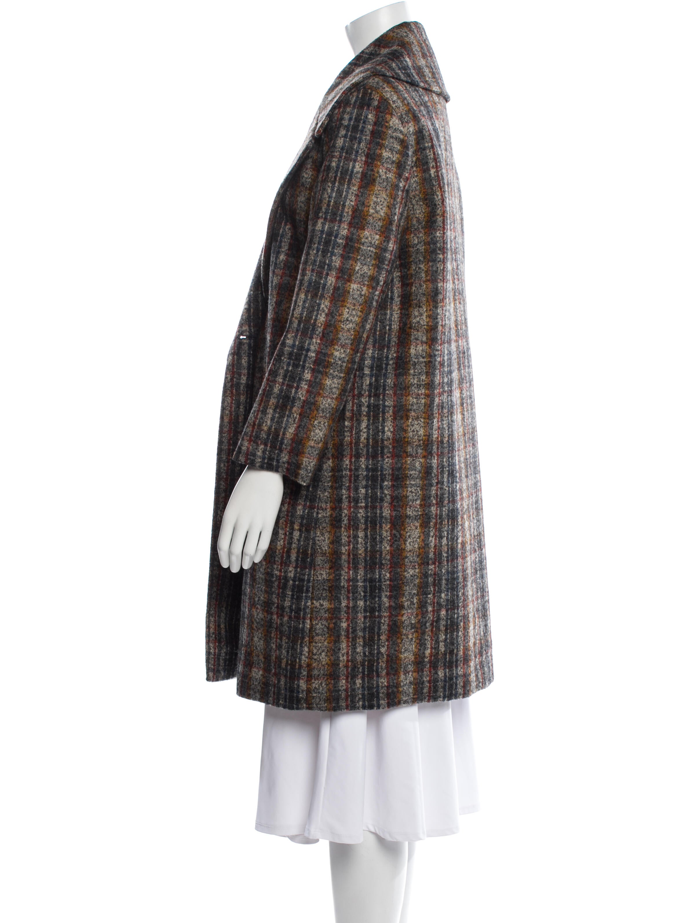 Lafayette 148 Wool Plaid Print Coat