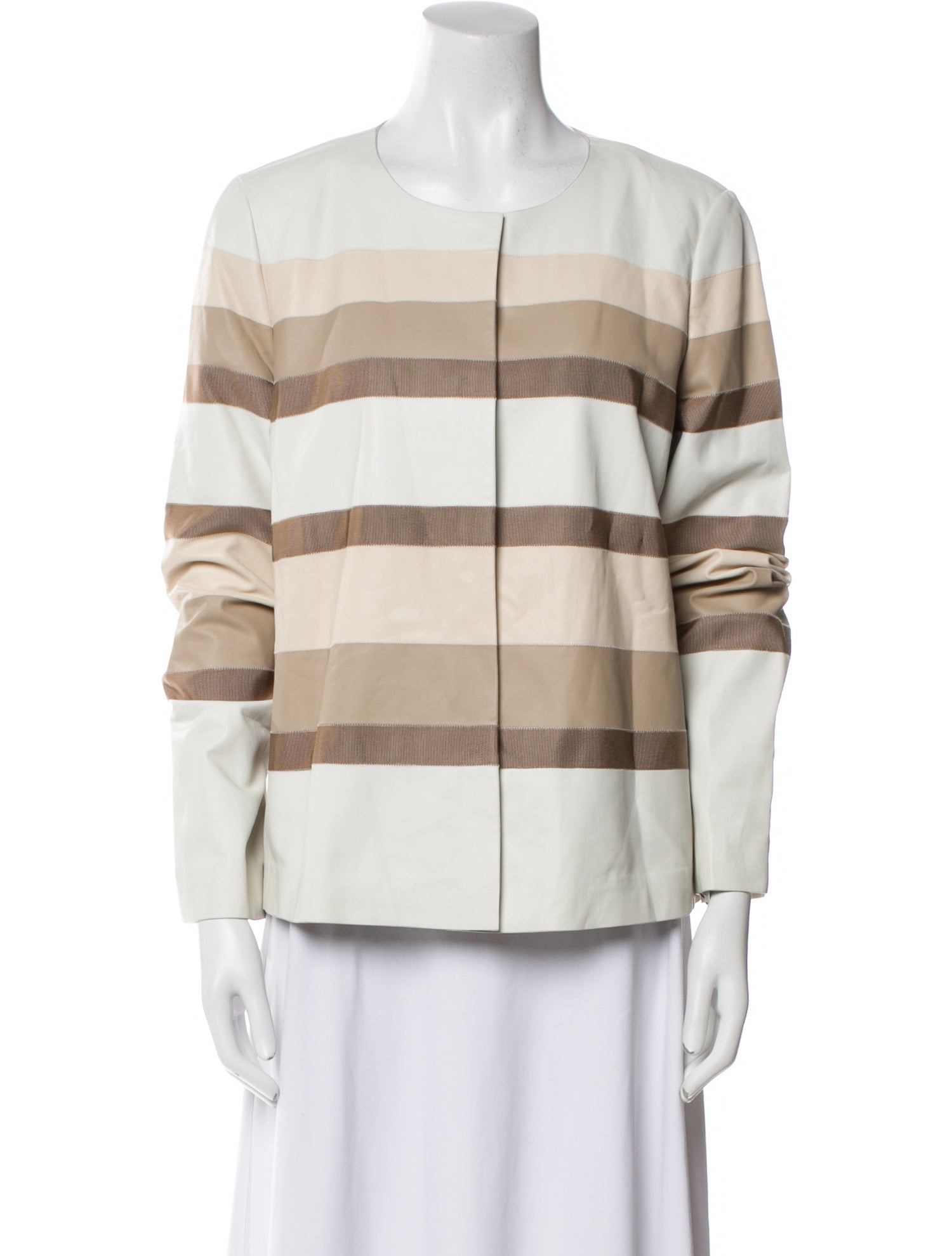 Lafayette 148 Leather Striped Jacket