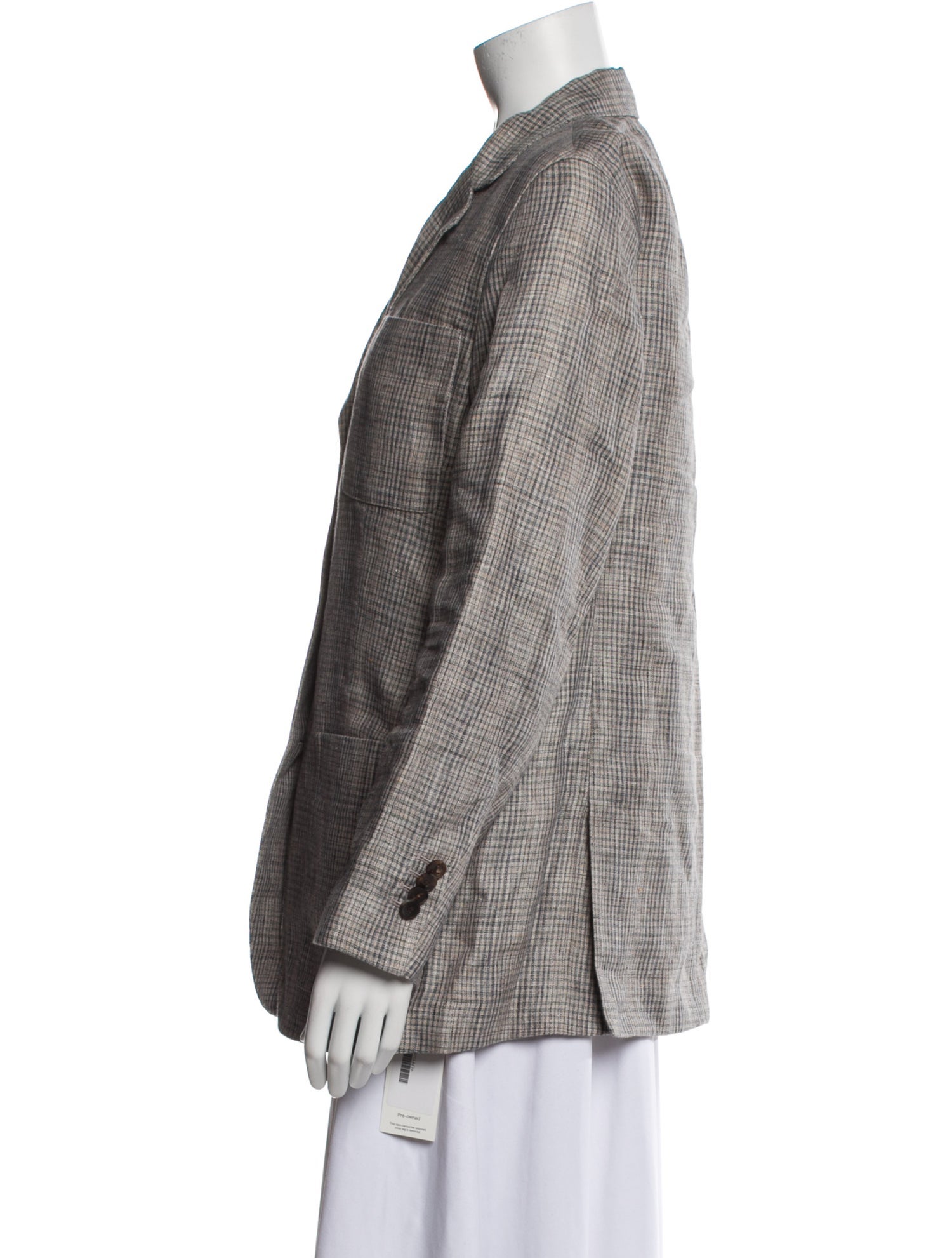 Lafayette 148 Linen Plaid Print Blazer