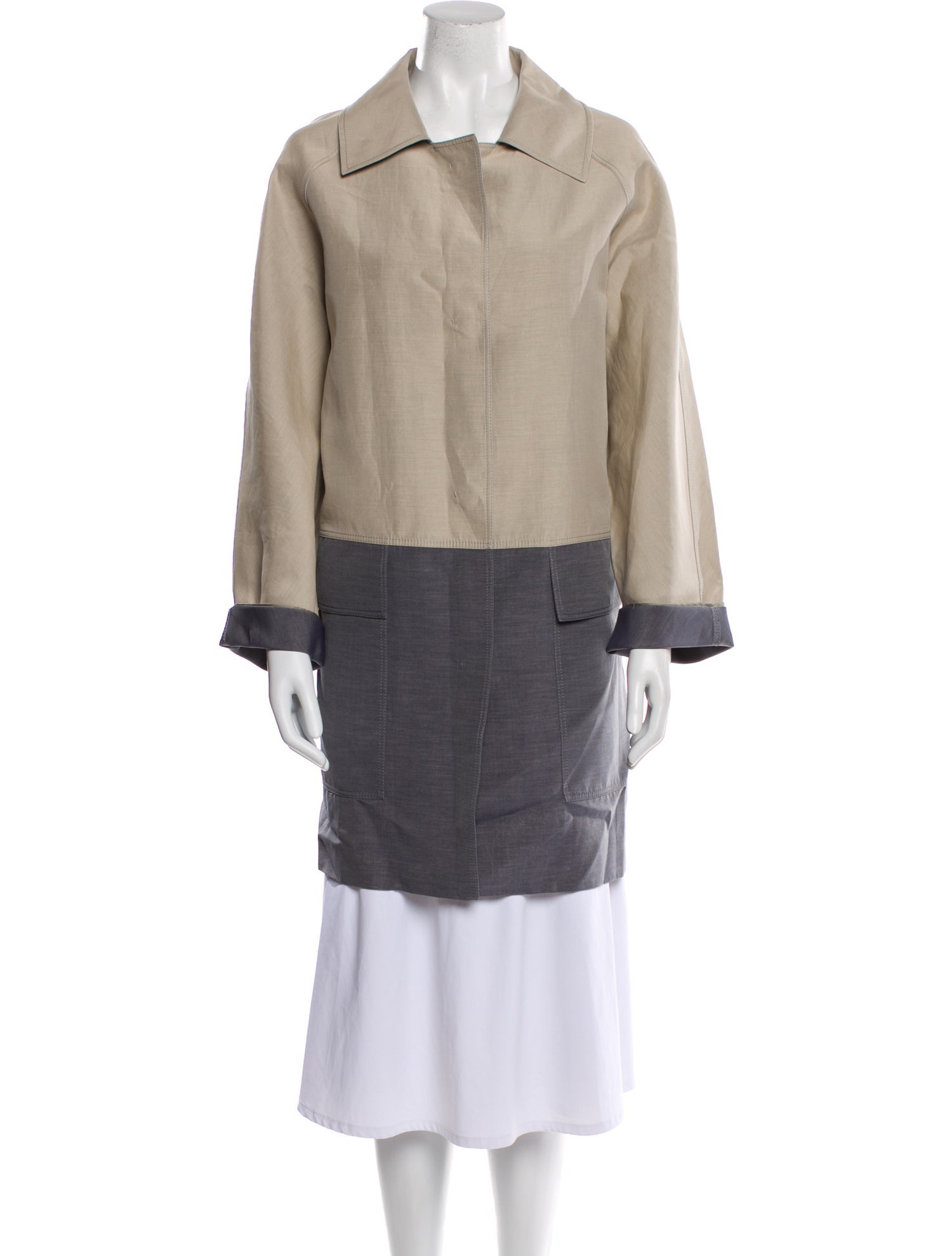 Lafayette 148 Colorblock Pattern Trench Coat