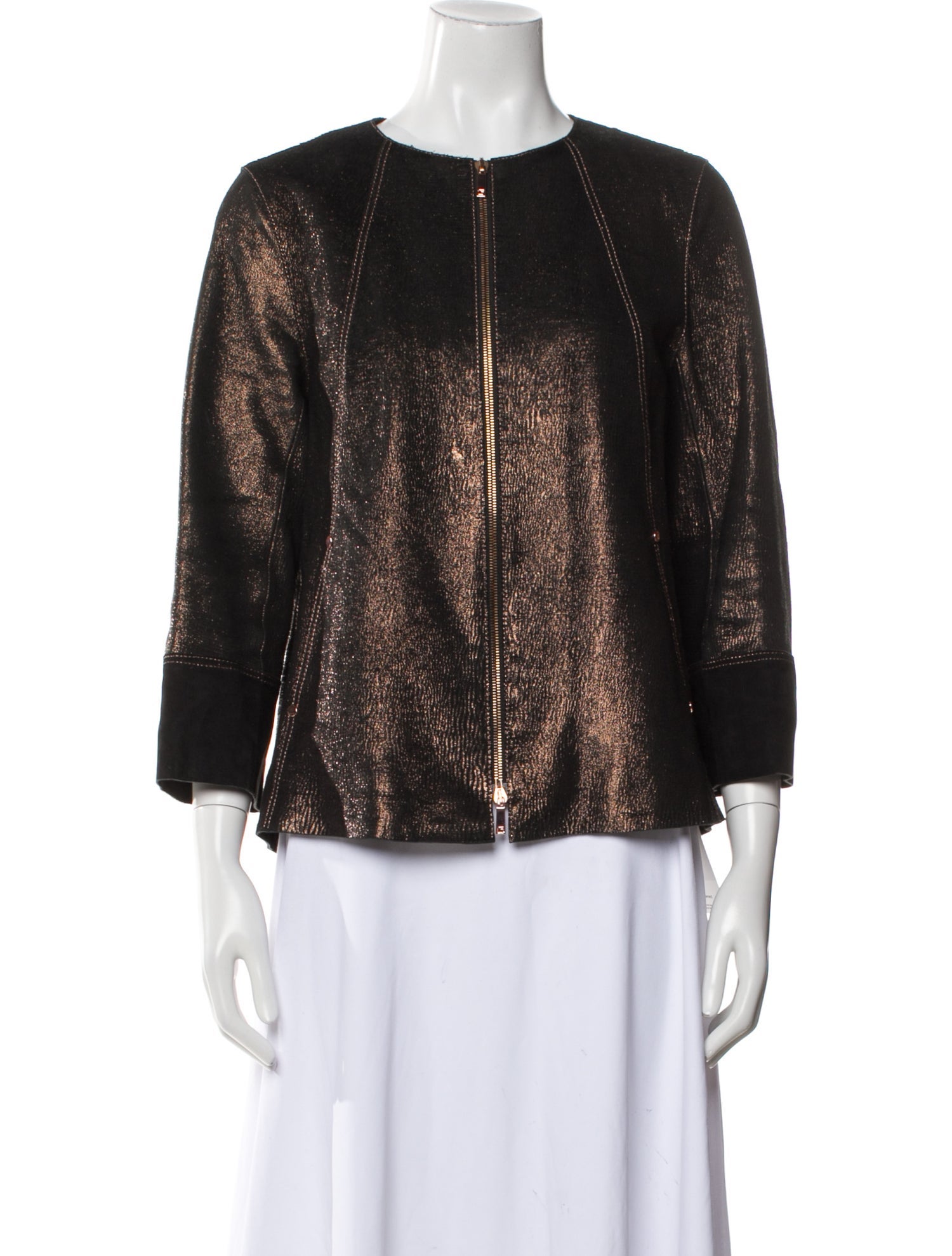 Lafayette 148 Leather Printed Evening Jacket