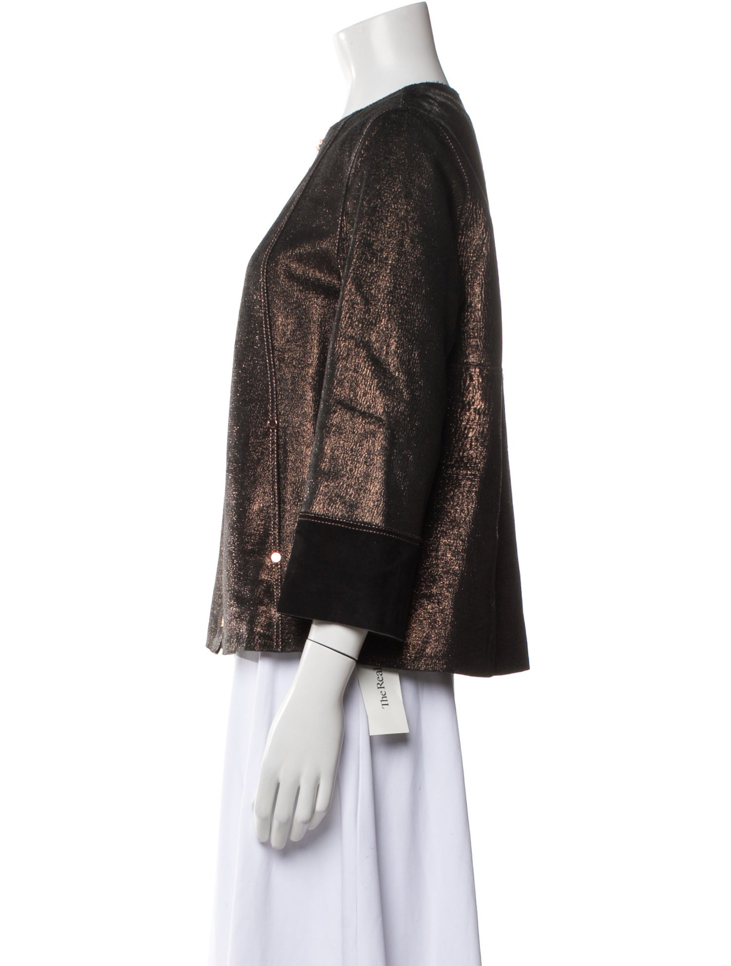 Lafayette 148 Leather Printed Evening Jacket