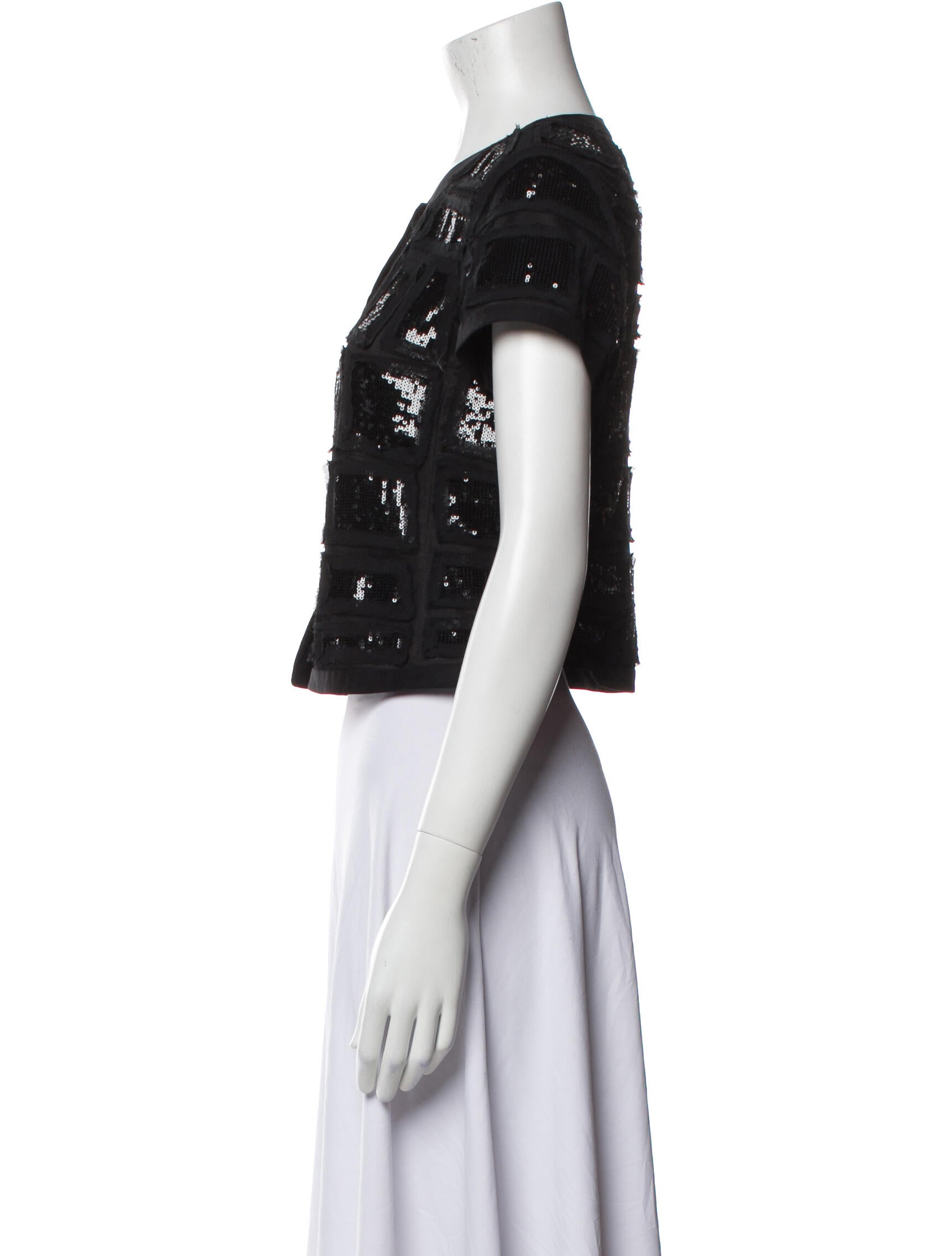 Lafayette 148 Crew Neck Short Sleeve Crop Top