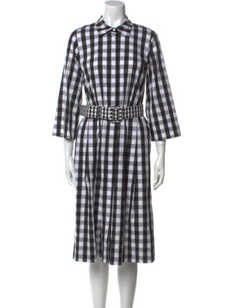 Lafayette 148 Plaid Print Midi Length Dress