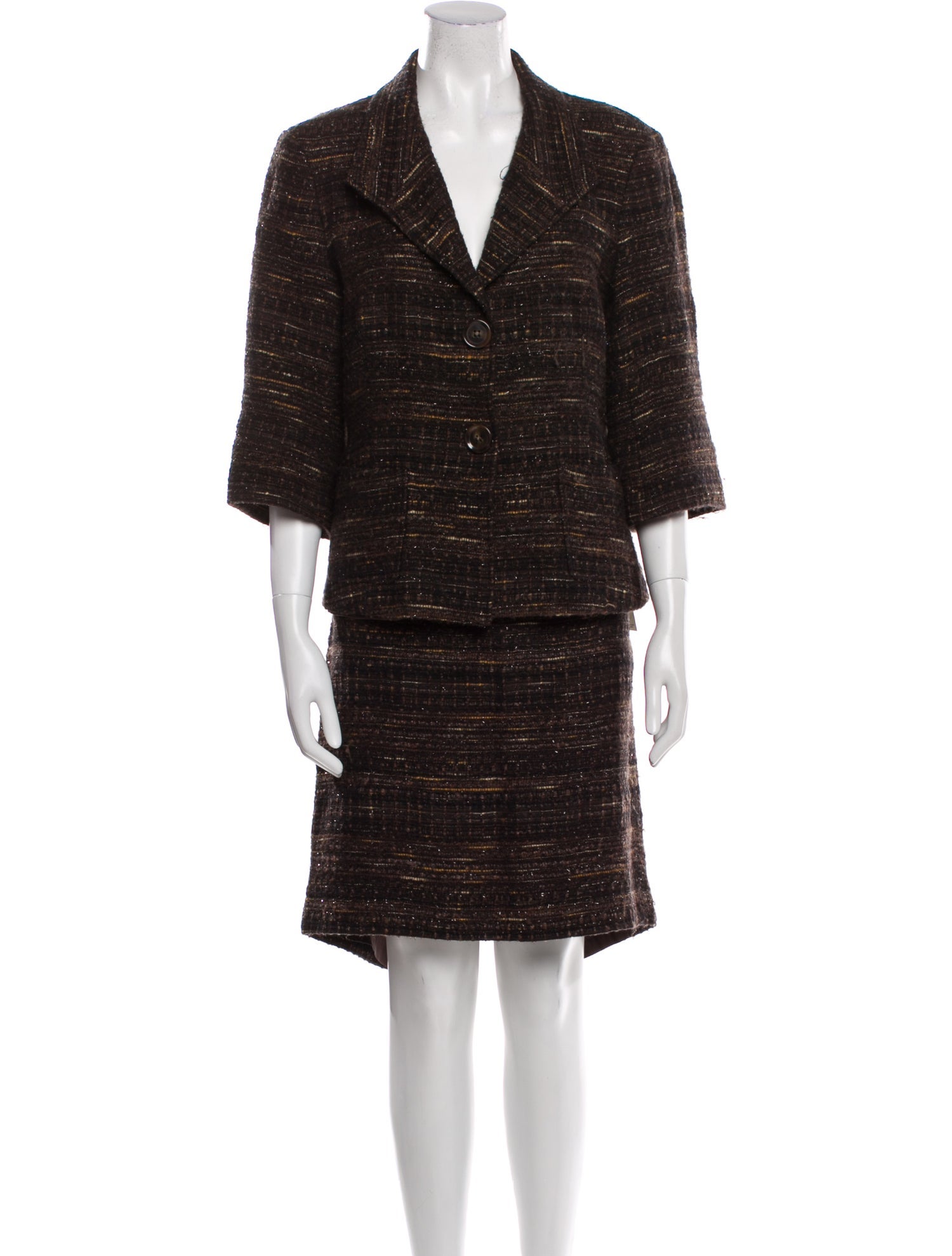 Lafayette 148 Wool Tweed Pattern Skirt Suit