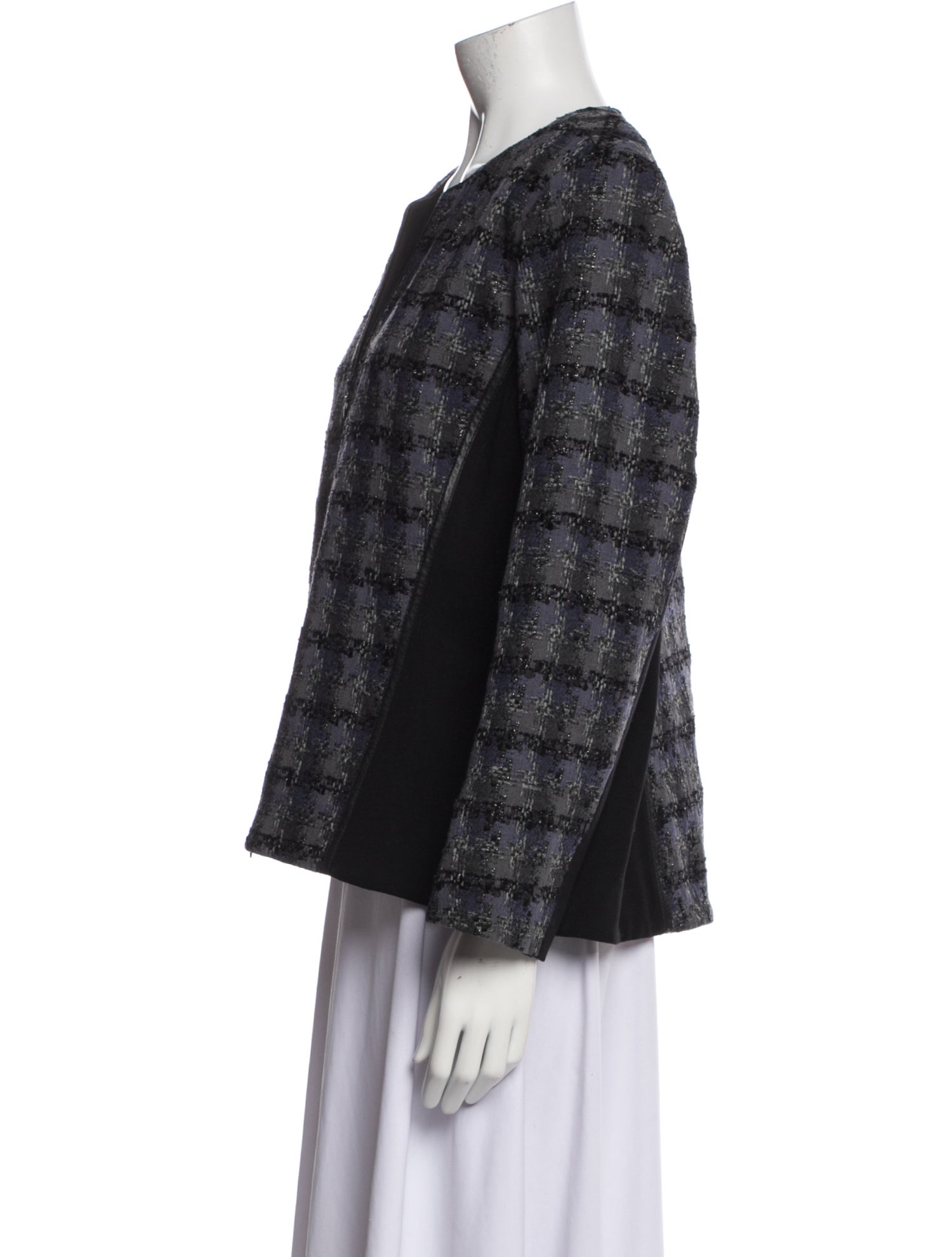 Lafayette 148 Wool Plaid Print Evening Jacket