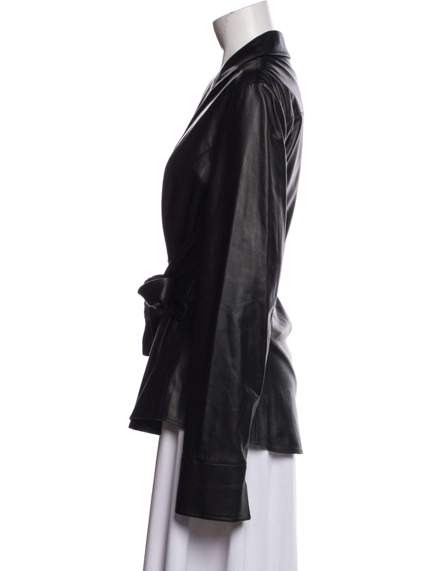 Lafayette 148 Lambskin Long Sleeve Button-Up Top