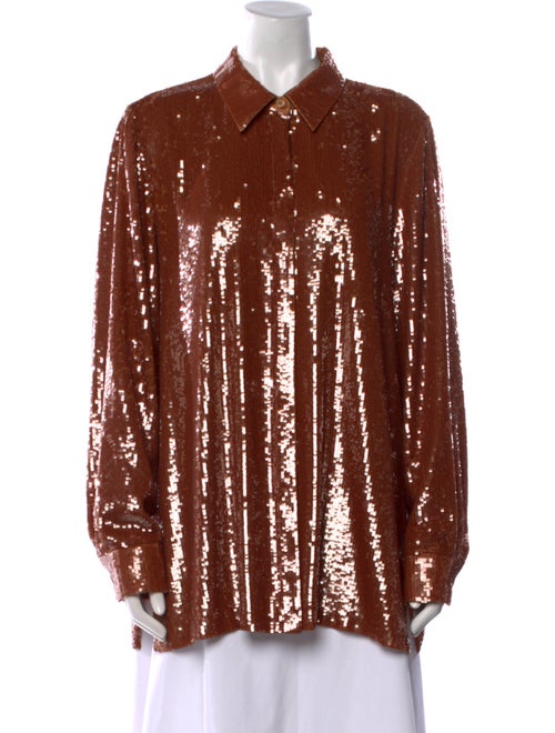 Lafayette 148 Patterned Long Sleeve Button-Up Top