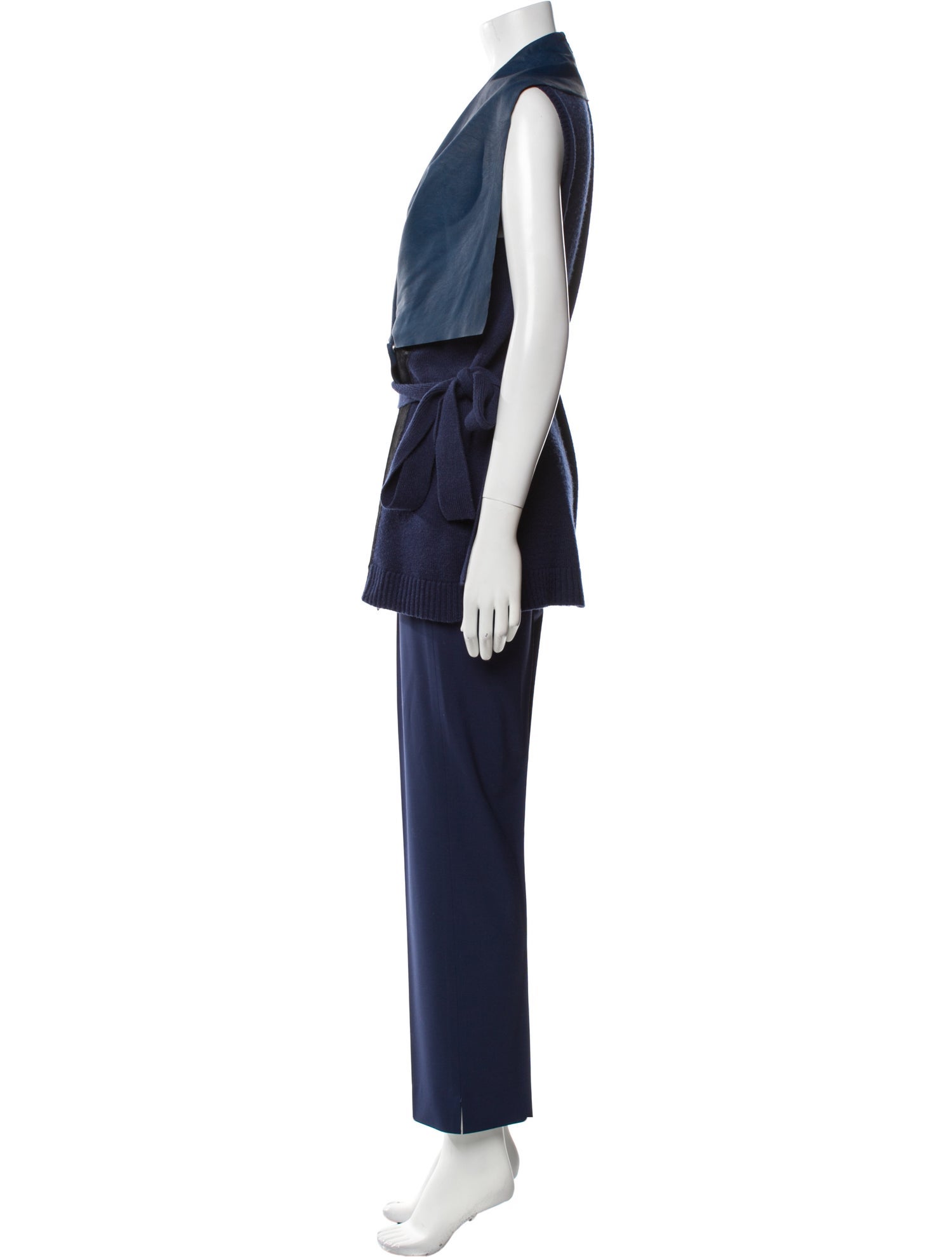 Lafayette 148 Cashmere Leather Trim Embellishment Pantsuit