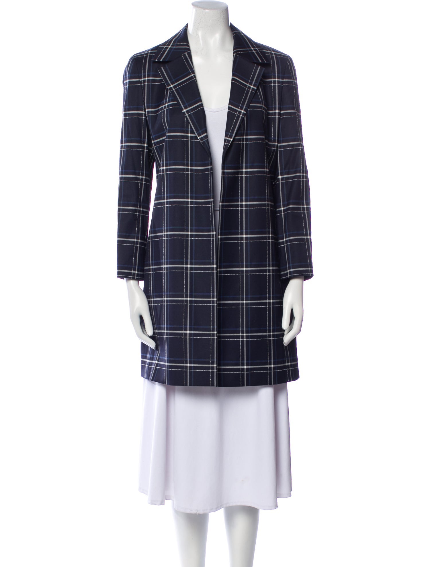 Lafayette 148 Virgin Wool Plaid Print Blazer