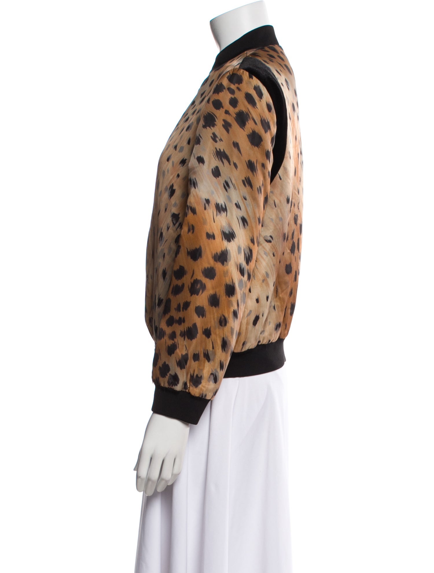 Lafayette 148 Nylon Animal Print Bomber Jacket