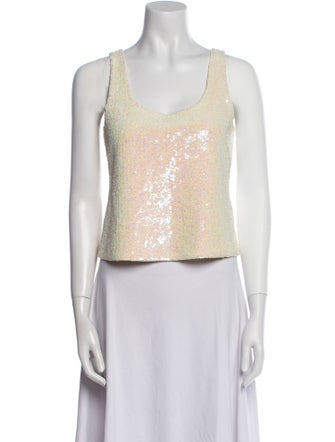 Lafayette 148 Sequin Scoop Neck Crop Top