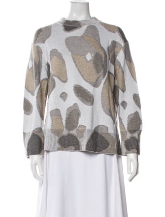 Lafayette 148 Animal Print Crew Neck Sweater