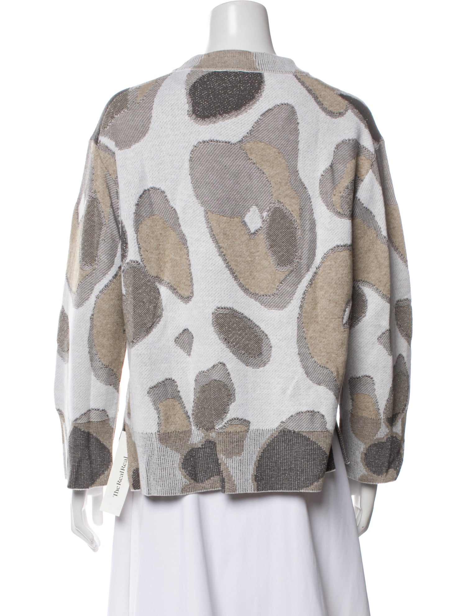 Lafayette 148 Animal Print Crew Neck Sweater