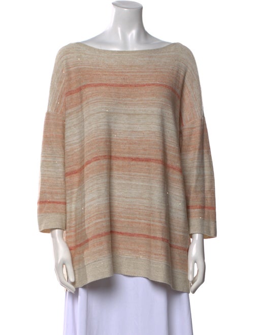 Lafayette 148 Striped Bateau Neckline Sweater