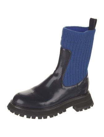 Lafayette 148 Patent Leather Colorblock Pattern Chelsea Boots