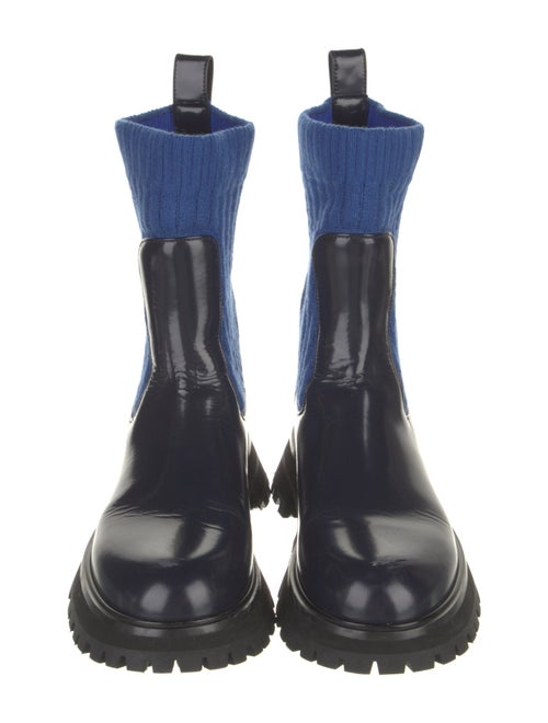 Lafayette 148 Patent Leather Colorblock Pattern Chelsea Boots