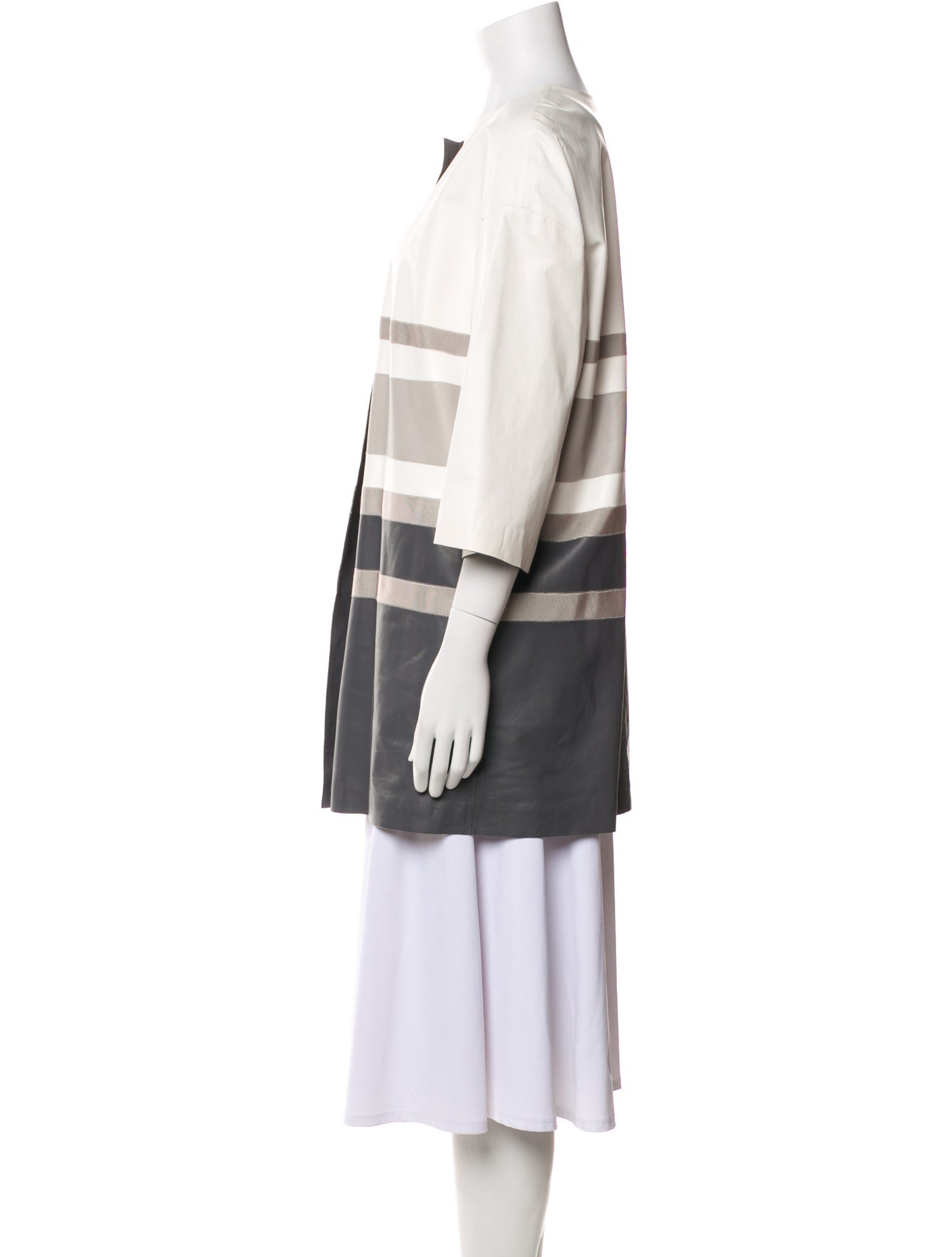 Lafayette 148 Leather Striped Coat