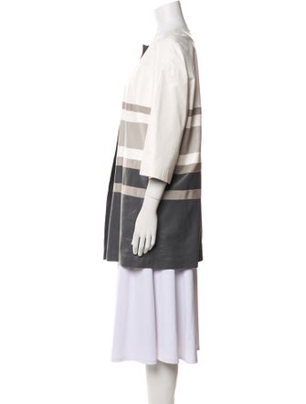 Lafayette 148 Leather Striped Coat