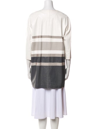 Lafayette 148 Leather Striped Coat