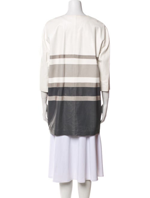 Lafayette 148 Leather Striped Coat