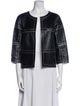 Lafayette 148 Leather Plaid Print Evening Jacket