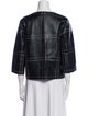Lafayette 148 Leather Plaid Print Evening Jacket