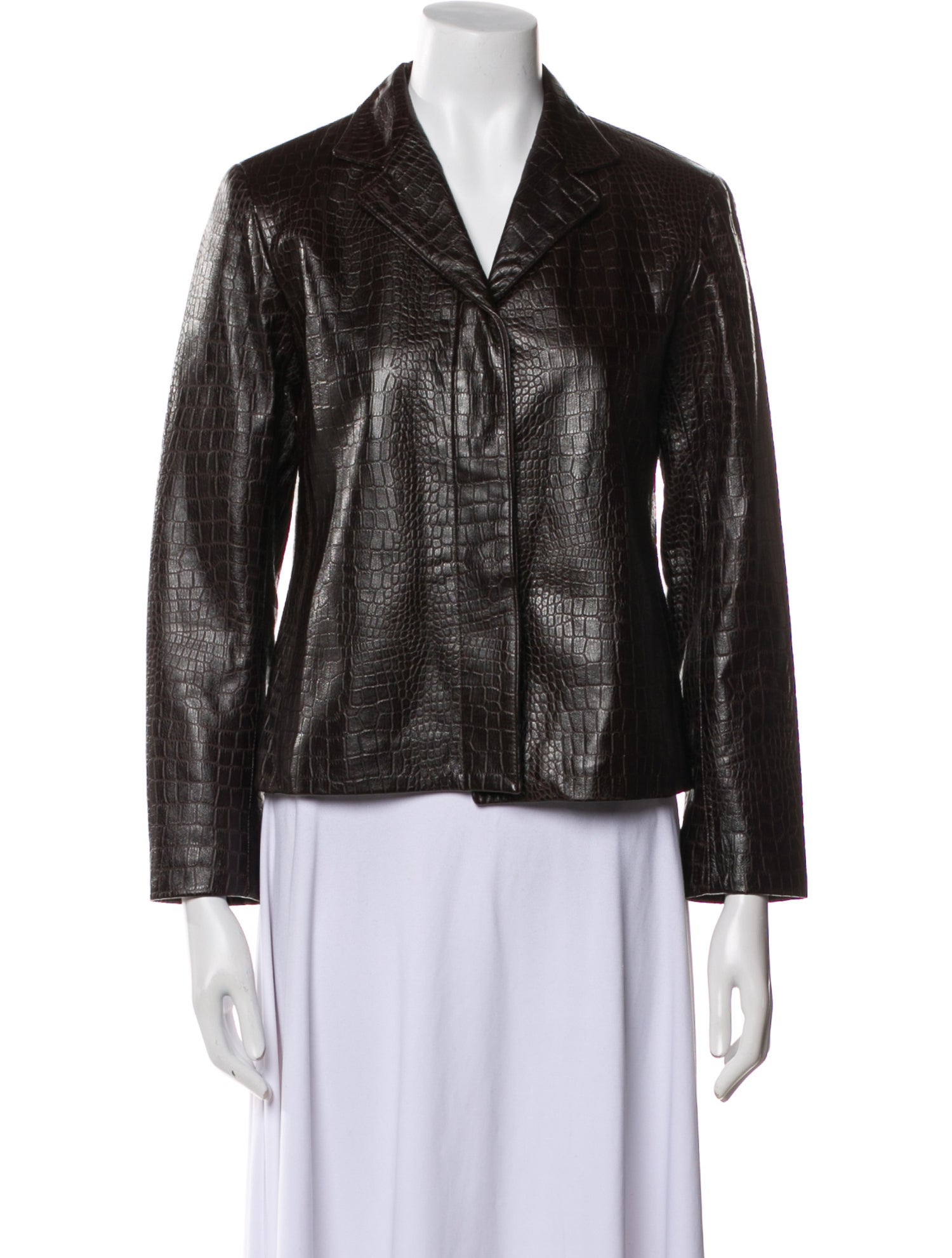 Lafayette 148 Leather Animal Print Evening Jacket