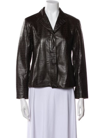 Lafayette 148 Leather Animal Print Evening Jacket