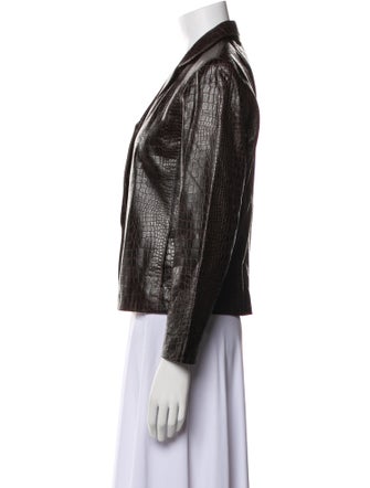 Lafayette 148 Leather Animal Print Evening Jacket