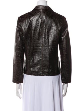 Lafayette 148 Leather Animal Print Evening Jacket