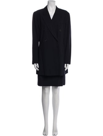 Lafayette 148 Virgin Wool Leather Trim Embellishment Skirt Suit