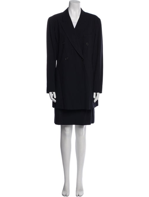 Lafayette 148 Virgin Wool Leather Trim Embellishment Skirt Suit