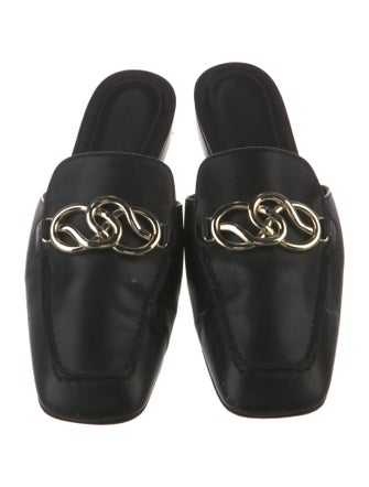 Lafayette 148 Leather Chain-Link Accents Mules