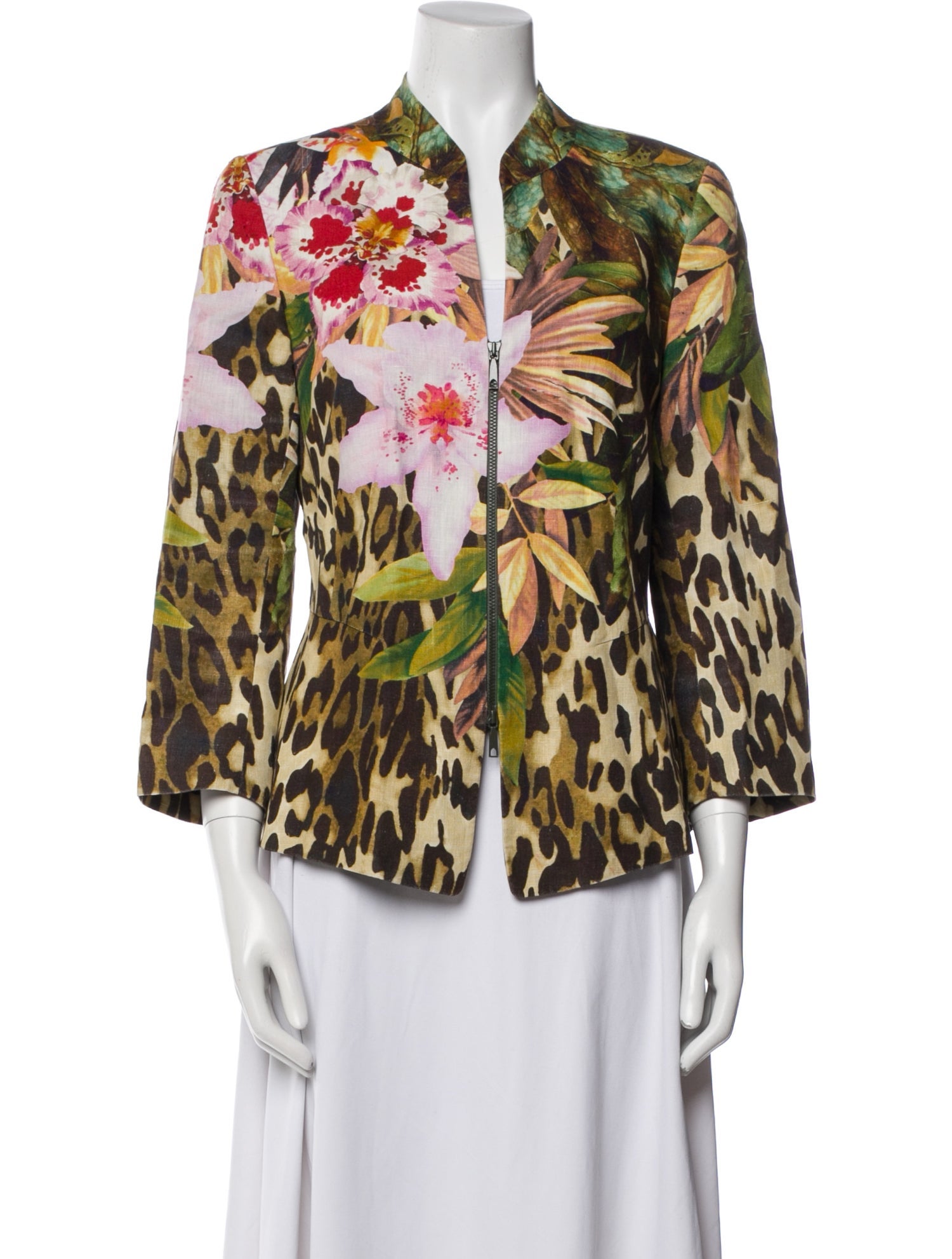 Lafayette 148 Linen Floral Print Evening Jacket