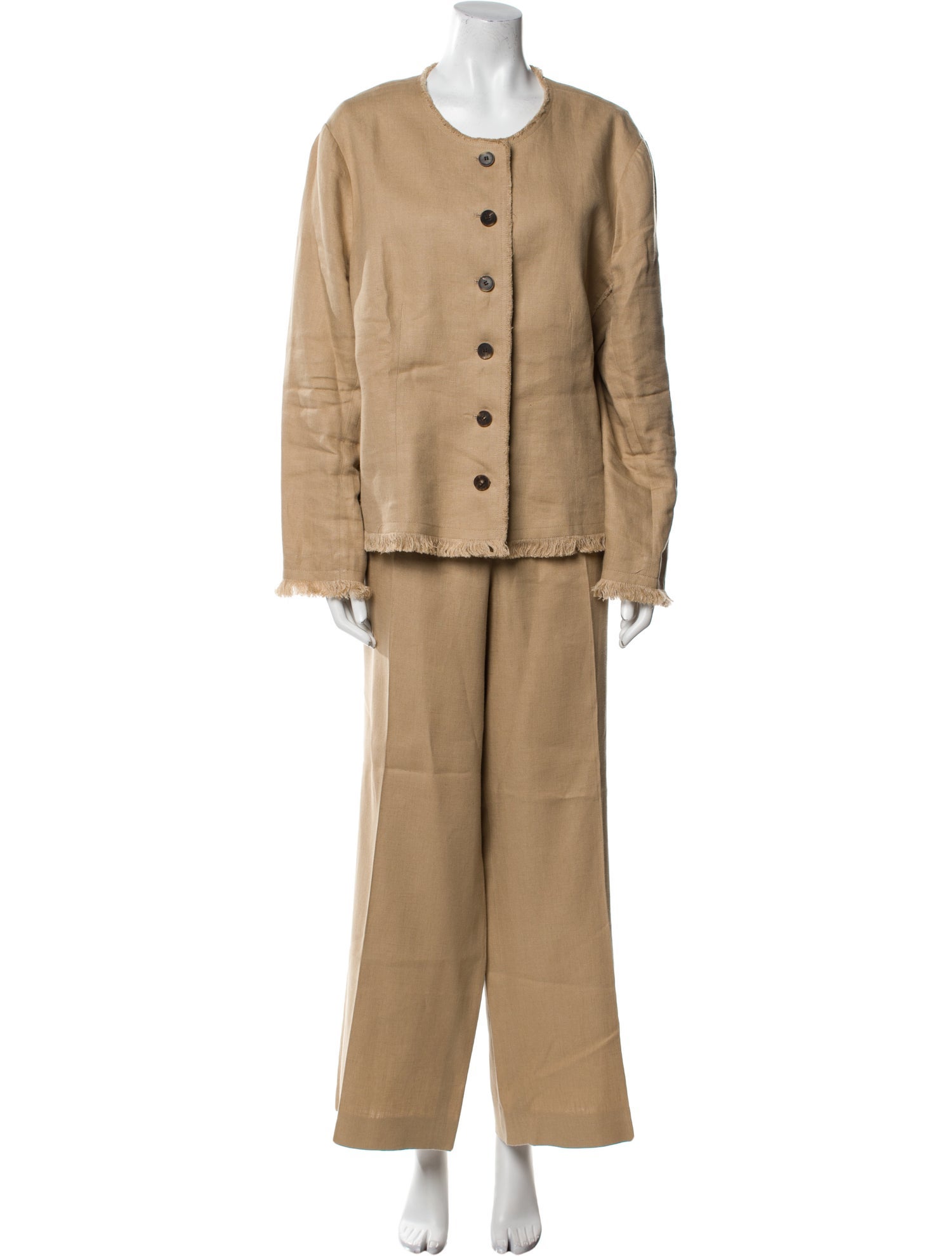 Lafayette 148 Linen Fringe Trim Accent Pant Set