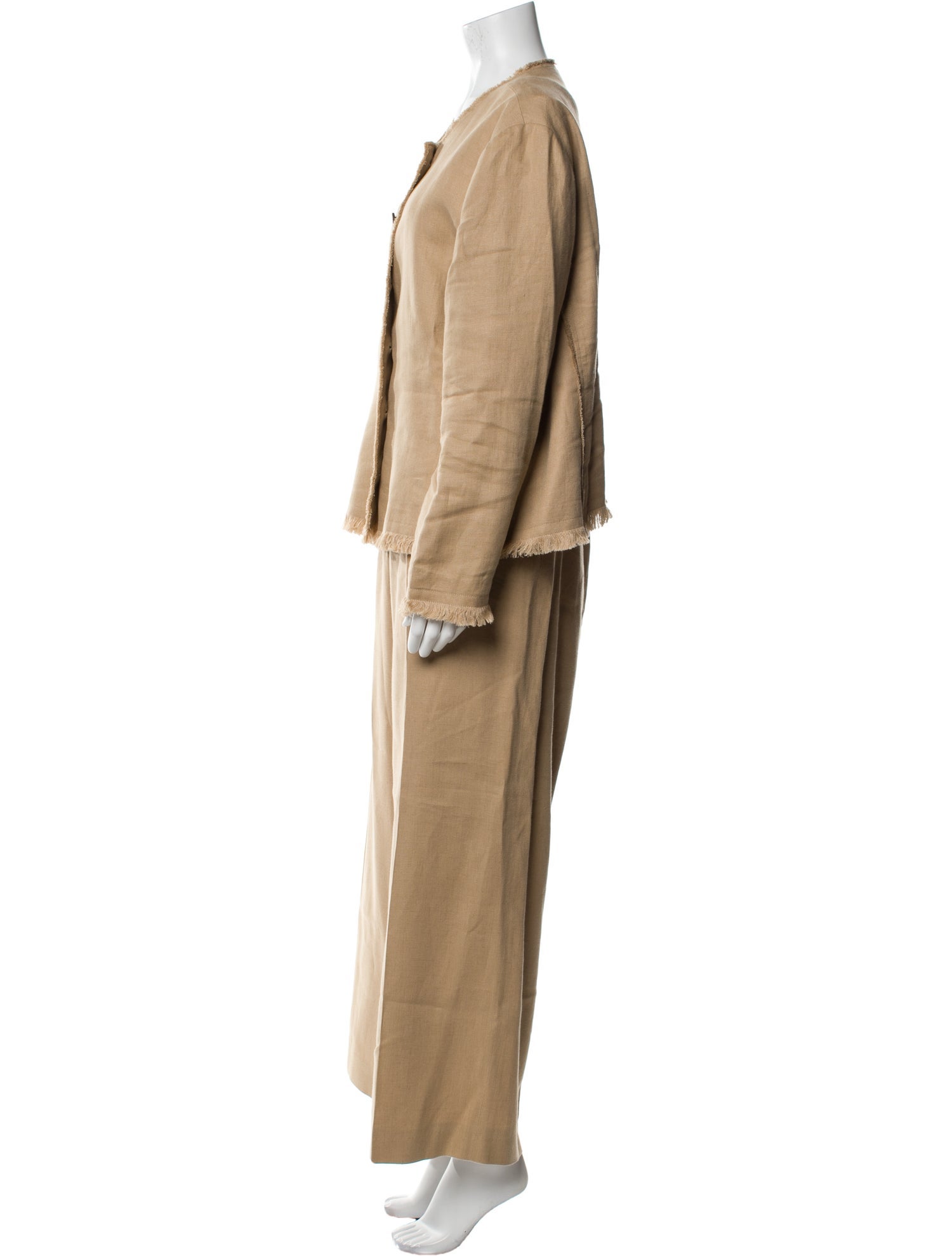 Lafayette 148 Linen Fringe Trim Accent Pant Set