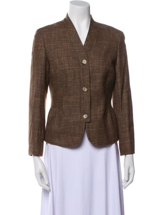 Lafayette 148 Virgin Wool Plaid Print Blazer