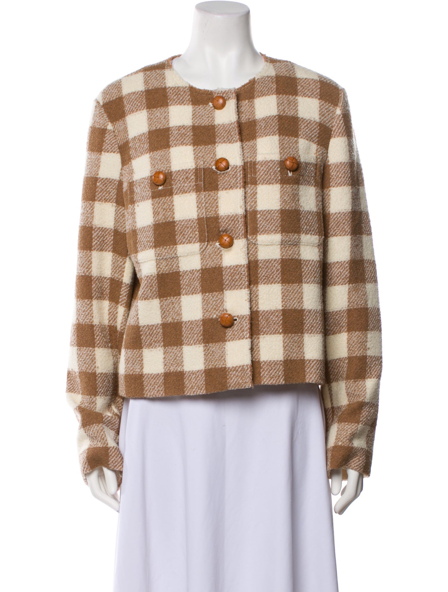 Lafayette 148 Wool Plaid Print Jacket