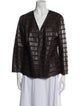 Lafayette 148 Leather Plaid Print Evening Jacket