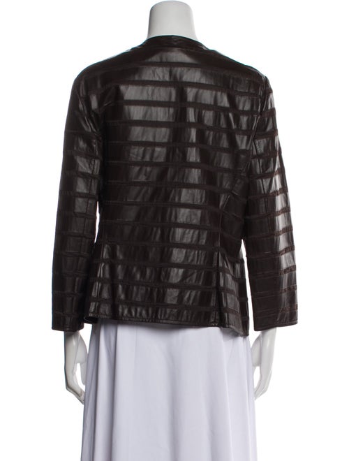 Lafayette 148 Leather Plaid Print Evening Jacket