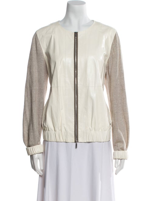 Lafayette 148 Leather Colorblock Pattern Jacket