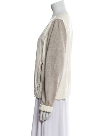 Lafayette 148 Leather Colorblock Pattern Jacket