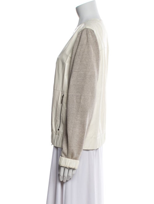 Lafayette 148 Leather Colorblock Pattern Jacket