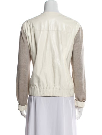 Lafayette 148 Leather Colorblock Pattern Jacket