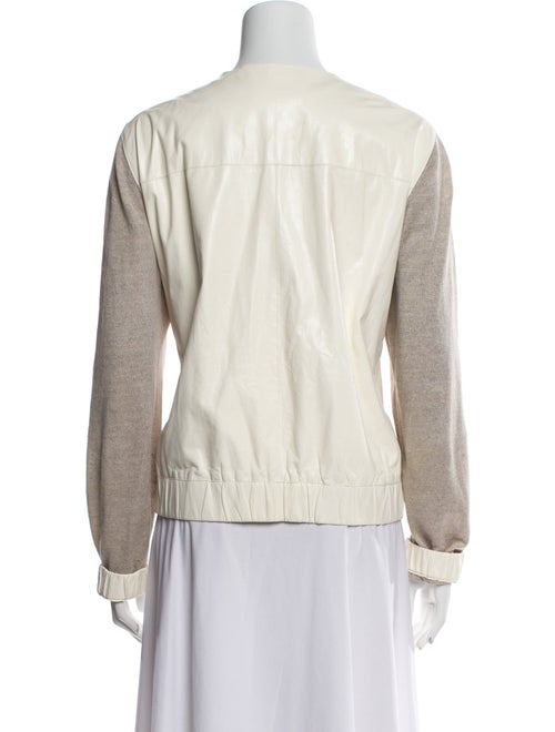 Lafayette 148 Leather Colorblock Pattern Jacket