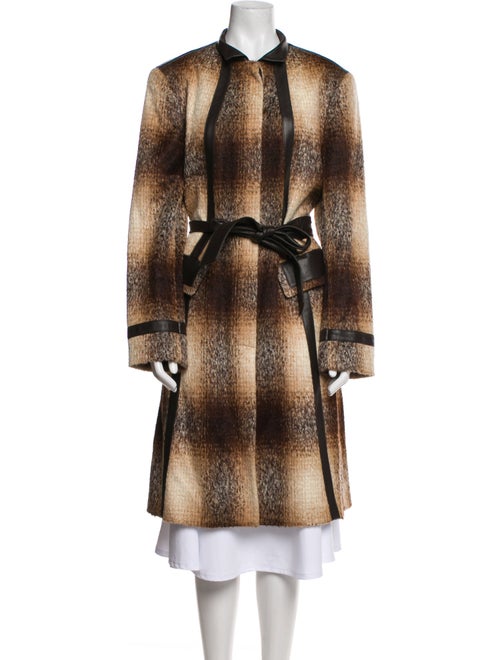 Lafayette 148 Alpaca Plaid Print Faux Fur Coat