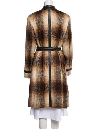 Lafayette 148 Alpaca Plaid Print Faux Fur Coat