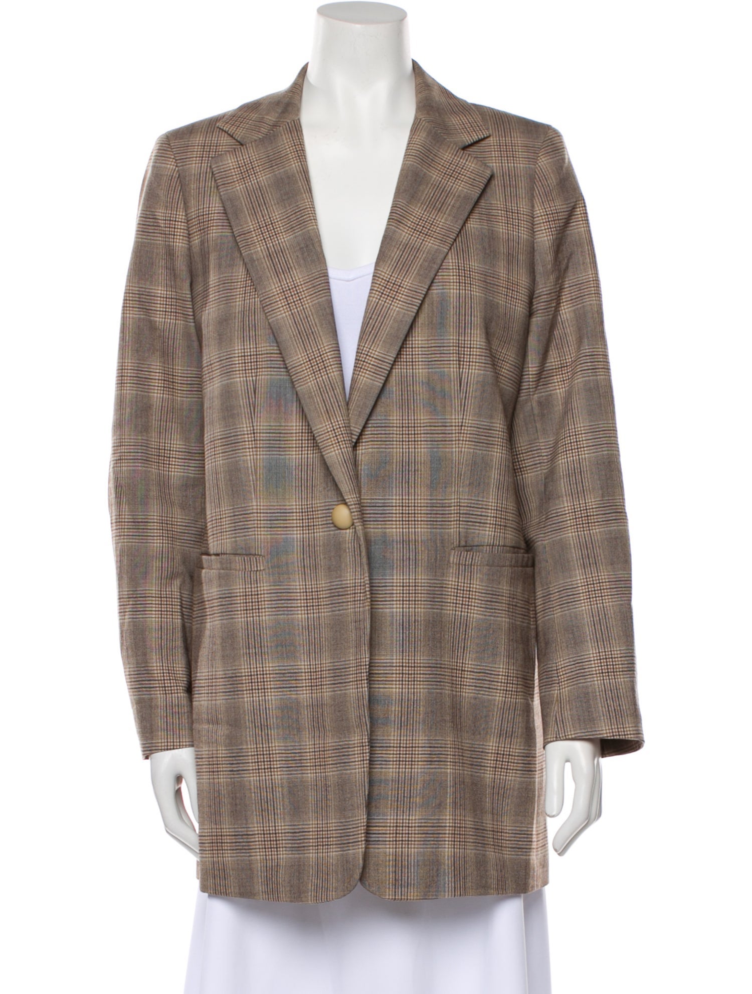 Lafayette 148 Wool Plaid Print Blazer